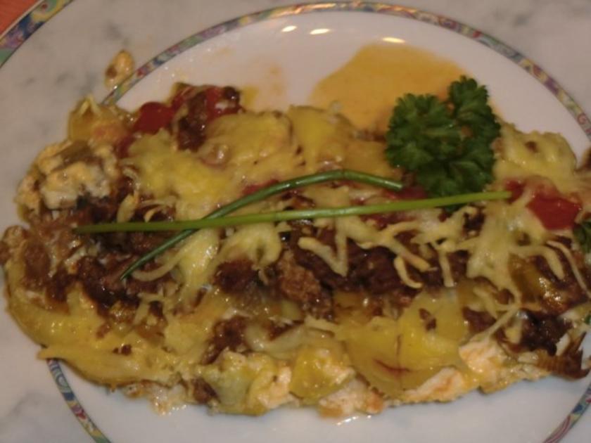 Kartoffel Auflauf mit Hack und Tomaten - einfach - 111 kcal/100g