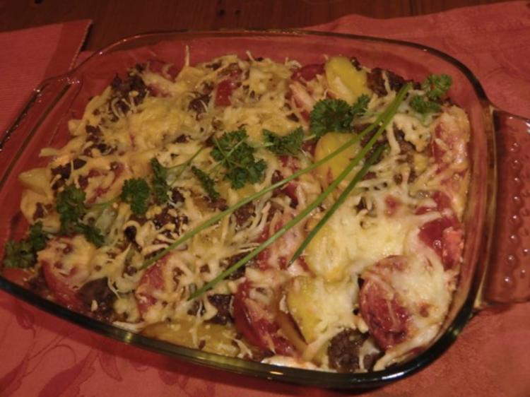 Kartoffel Auflauf mit Hack und Tomaten - einfach - 111 kcal/100g