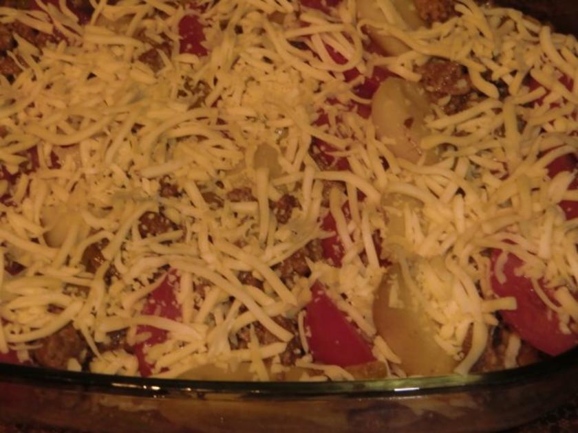 Kartoffel Auflauf mit Hack und Tomaten - einfach - 111 kcal/100g