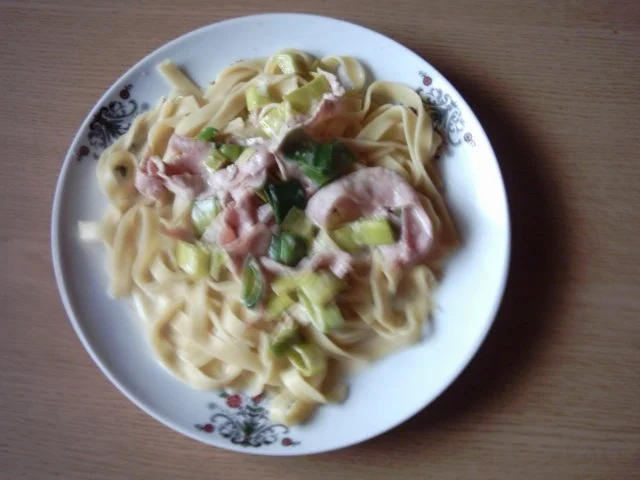 Pastasoße: Lauch-Schinken-Sahnesoße - Rezept