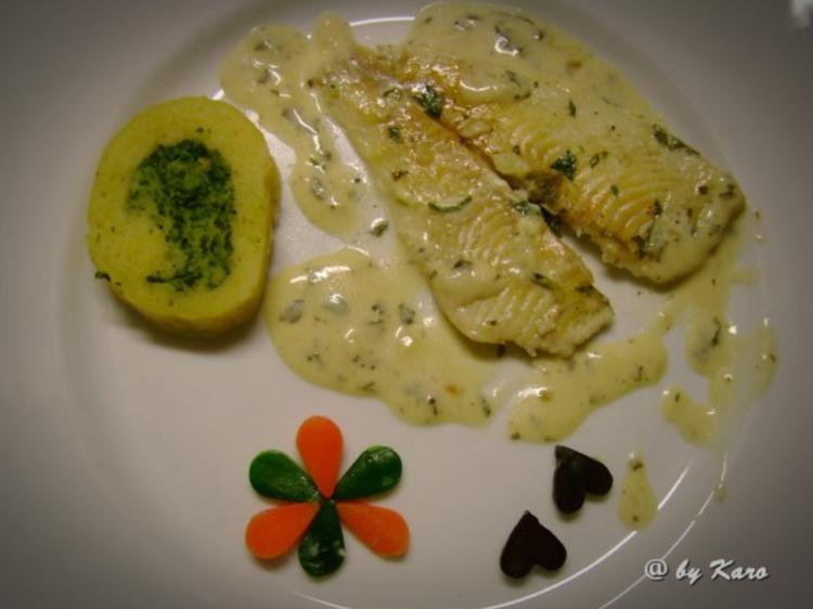 Fisch: Gekräutertes Chardonnay Schollenfilet mit einer Spinat Kartoffel ... Fisch: Gekräutertes Chardonnay Schollenfilet mit einer Spinat Kartoffel ...