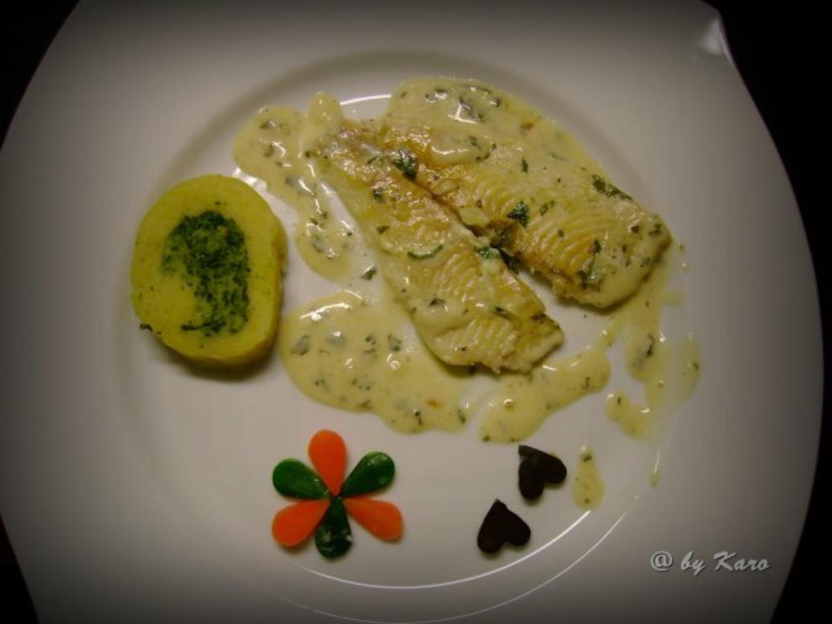 Fisch: Gekräutertes Chardonnay Schollenfilet mit einer Spinat Kartoffel Roulade - Rezept - Bild Nr. 4