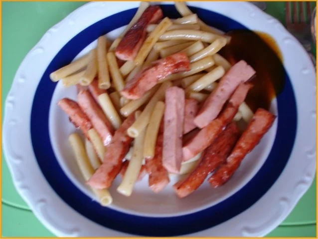 Gebratener Leberkäse mit Nudeln - Rezept