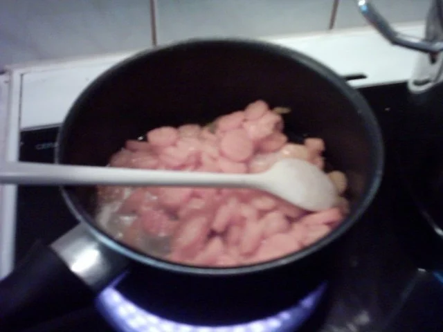 Schweinefleisch mit gefüllten Salzkartoffeln,Gemüserahmsoße,Buttermöhren und Bohnen im Spe - Rezept - Bild Nr. 6