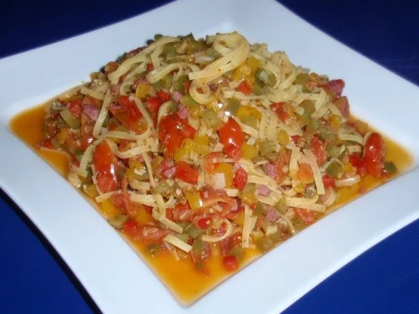 Linguini-Gemüse-Schinken-Pfanne - Rezept