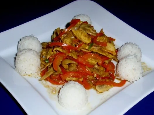 Rezept: Scharfe Hähchenstreifen mit Basmatireis Bild Nr. 9 Scharfe Hähchenstreifen mit Basmatireis - Rezept - Bild Nr. 9