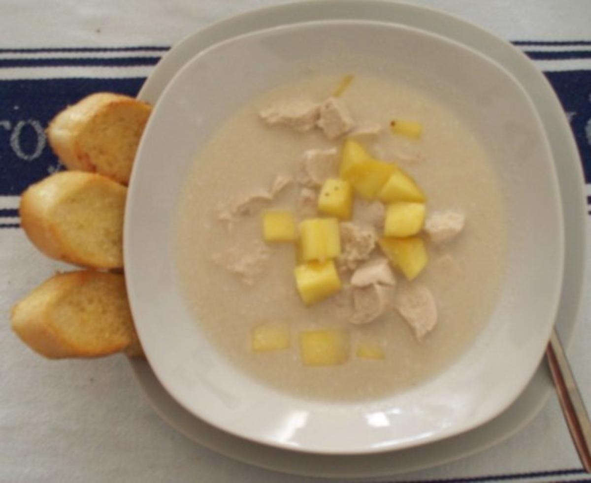 Kokos-Mango-Suppe mit Hähnchenbrust - Rezept - kochbar.de