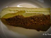 Kuchen: Birnen Puddingschmand auf einem schokoladigen Haselnussboden - Rezept