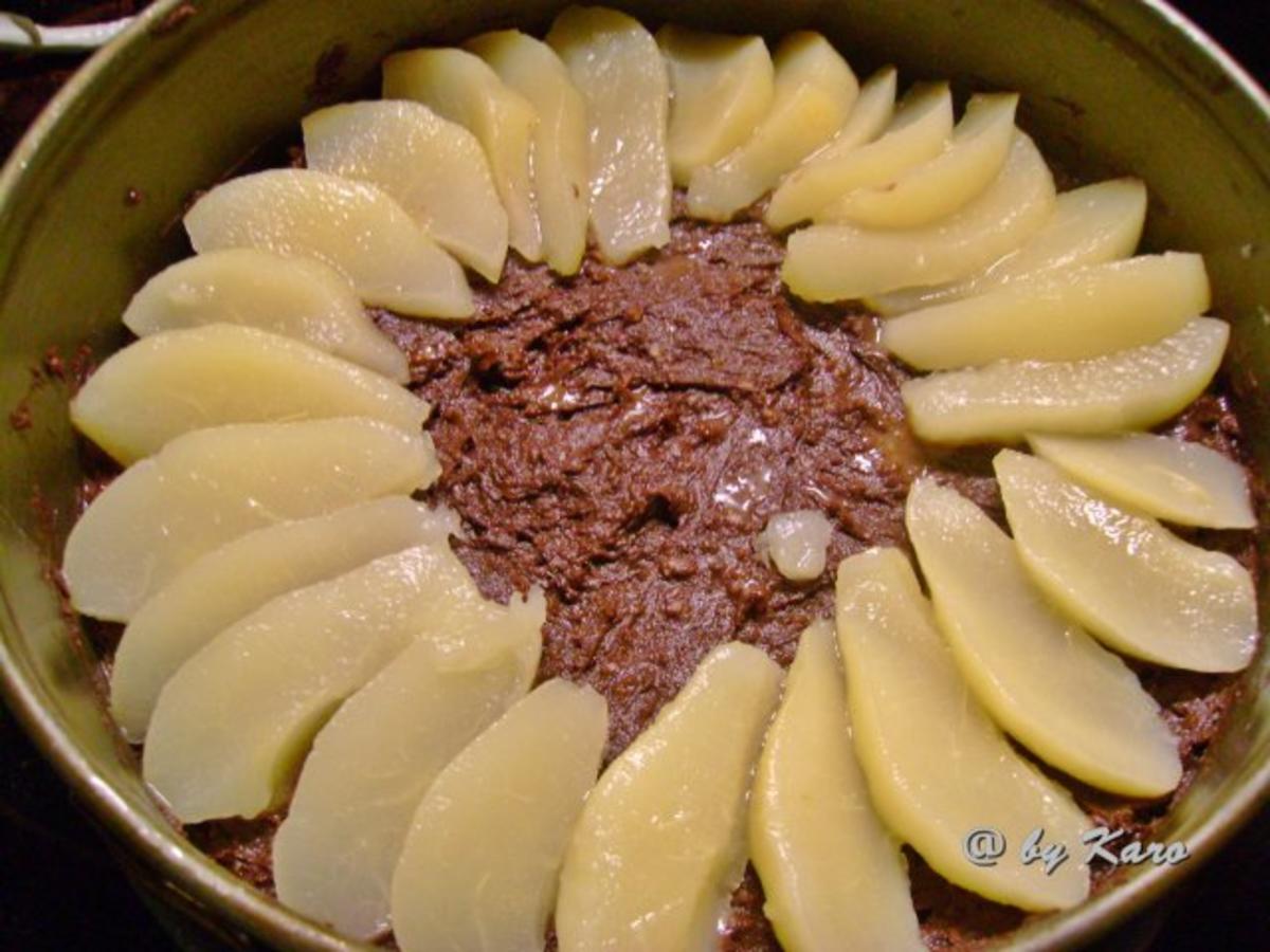 Kuchen: Birnen Puddingschmand auf einem schokoladigen Haselnussboden - Rezept - Bild Nr. 2