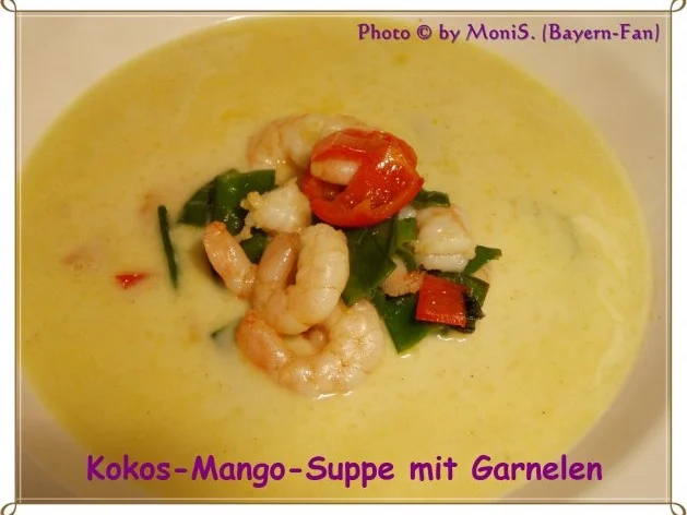 Kokos-Mango-Suppe mit Garnelen - Rezept