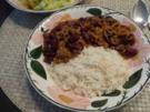 Hackfleisch : Gehacktes mit Kidney- Bohnen und Reis dazu einen Salat - Rezept
