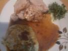 Schweinebraten mit überbackenen Kräuter-Kartoffelbrei - Rezept