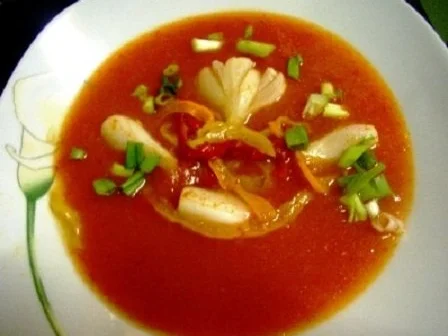 Rot-gelbe Paprikasuppe, o. extra Fett garen - Rezept