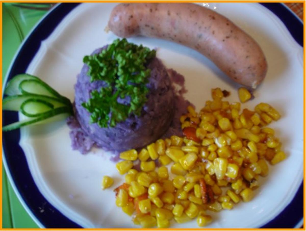 Krakauer mit Kartoffel-Sellerie-Stampf und Möhren-Mais-Gemüse - Rezept - Bild Nr. 12