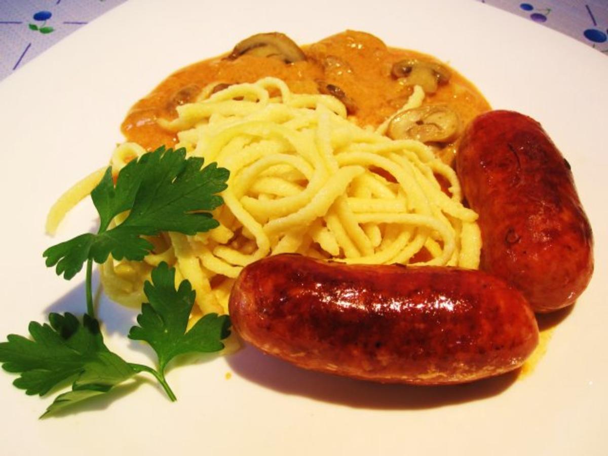 Chorizo mit einer milden Champignon-Wein-Soße - Rezept - kochbar.de