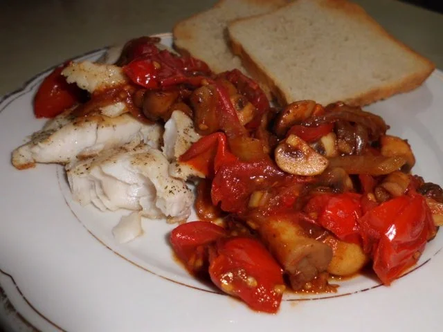 Seehecht an Balsamico-Schmorgemüse - Rezept