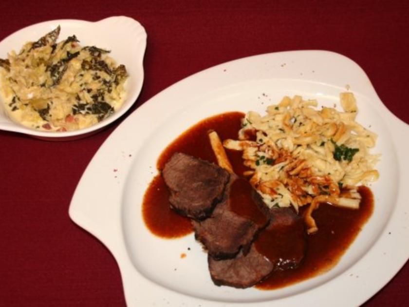 Sauerbraten mit Rahmwirsing und handgeschabten Spätzle - von Das ...