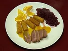 Entenbrust à l’Orange mit Apfelrotkohl und Kroketten (Harry Wijnvoord) - Rezept