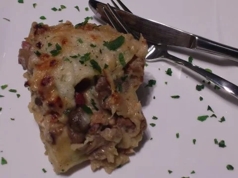 Waldpilz Lasagne mit Lachs - Rezept