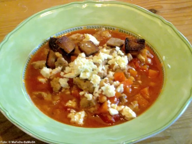 Rezept: Ofensuppe mit Feta Ofensuppe mit Feta - Rezept