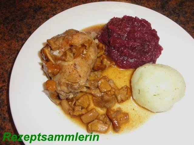 Fleisch:   KANINCHEN an Pfifferlingsauce - Rezept