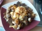 Apfel-Zwiebel Leber mit Kartoffelstampf - Rezept