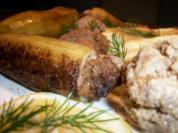 Schmorgurken gefüllt, Stampfkartoffeln, Dill Buttersoße und Wachsbohnensalat mit Tomate... - Rezept