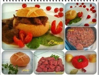 Brötchenschüssel mit Gulasch gefüllt - Rezept - Bild Nr. 8