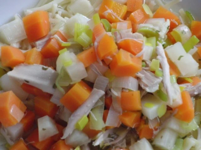 Suppe : Hühner-Eintopf mit Wintergemüse und Suppennudeln nach Wahl - Rezept