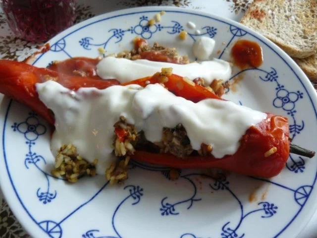 Rezept: Gefüllte Paprikaschoten arabisch mit Joghurt Gefüllte Paprikaschoten arabisch mit Joghurt - Rezept