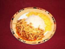 Khoreshte Gheyme mit Reis und Pommes - Rezept