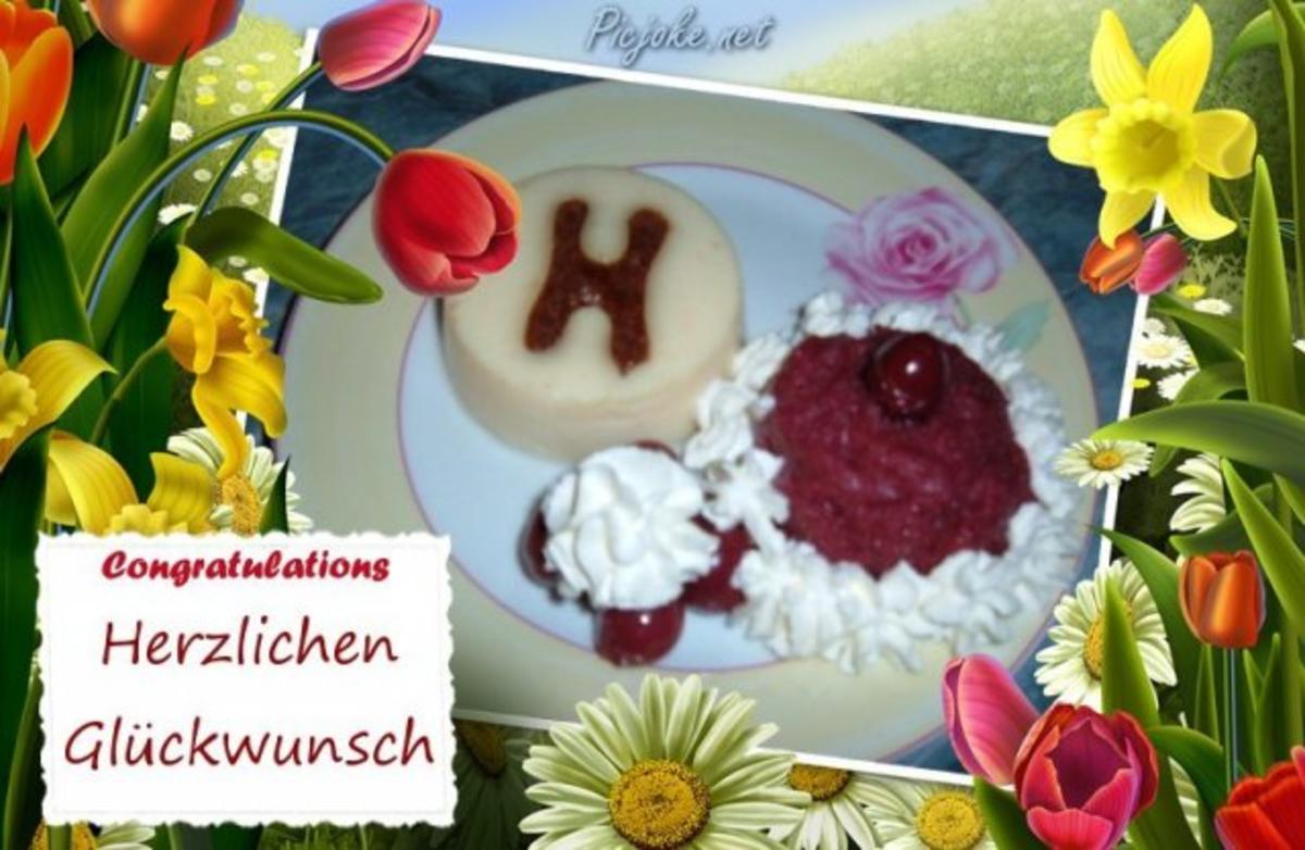 Dessert : Vanillepudding mit Kirschgelee - Rezept