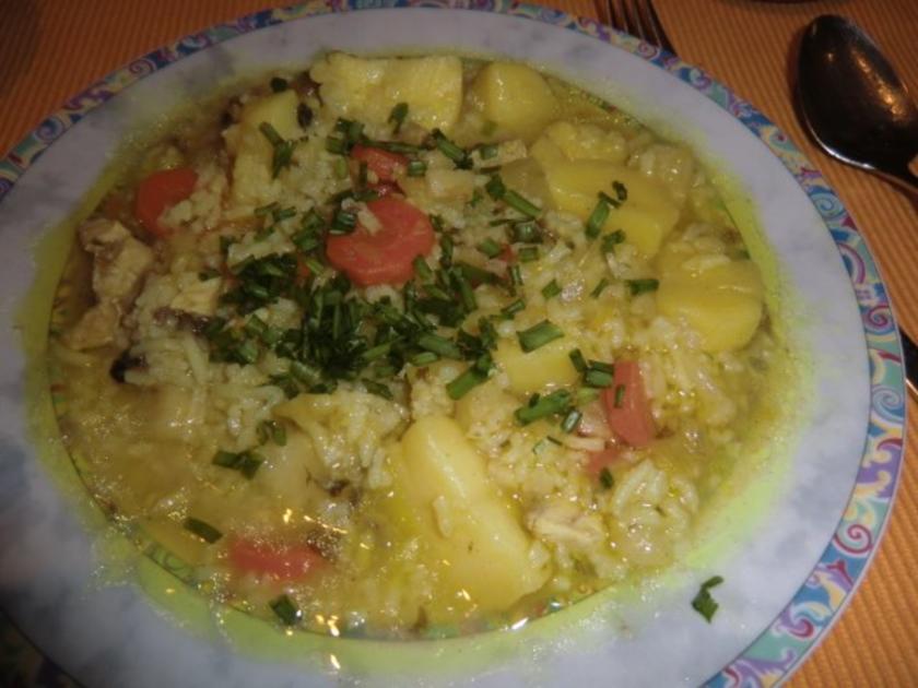 Mein Wintereintopf Hühner Reis Gemüse Eintopf - einfach - 116 kcal/100g