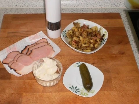 Bratkartoffeln an gerolltem Schinkenröllchen mit Rettichcreme gefüllt - Rezept - Bild Nr. 2