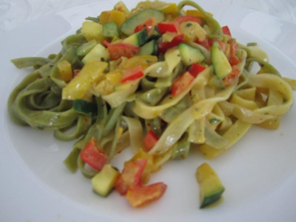 Linguine mit Paprika, Zucchini und Safran - Rezept - Bild Nr. 3