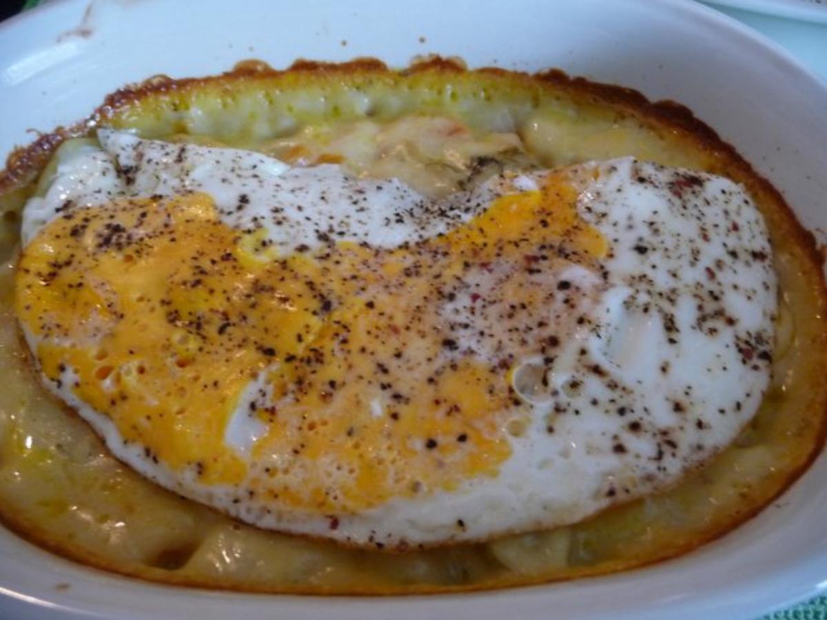 Auflauf : Kartoffel - Fenchel - Möhren - Gratin mit gebratenem Ei - Rezept - Bild Nr. 5