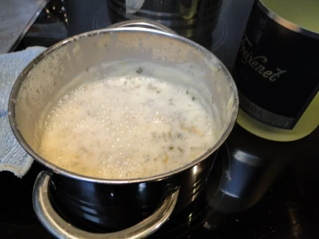 Rezept: Skrei Winterkabeljau Loin Filet und Grünschalmuschelfleisch mit King Prawns in Champagner- Bild Nr. 9 Skrei Winterkabeljau Loin Filet und Grünschalmuschelfleisch mit King Prawns in Champagner- - Rezept - Bild Nr. 9