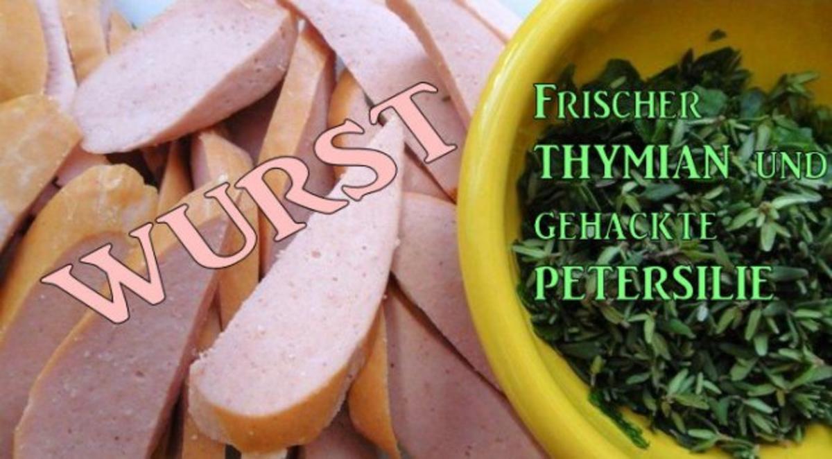 Wurst-Pfanne mit Gemüse auf Senf-Saucen-Spiegel - Rezept - Bild Nr. 3