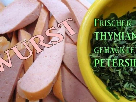 Wurst-Pfanne mit Gemüse auf Senf-Saucen-Spiegel - Rezept - Bild Nr. 3