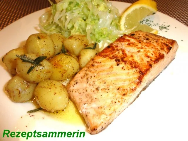 Fisch:    LACHSFILET an Rosmarindrillinge - Rezept