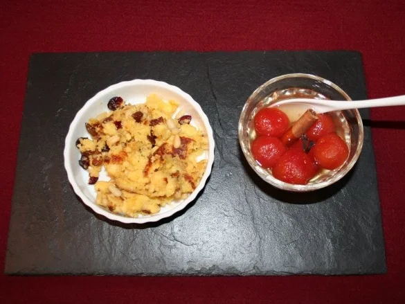 Polenta-Schmarrn mit Kirschtomatenkompott - Rezept