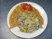 Kartoffel-Rösti mit Champignon-Lauch-Gemüse - Rezept