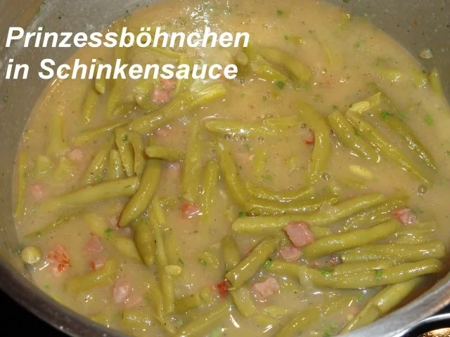Gemüse:   PRINZESSBÖHNCHEN an Schinkensauce - Rezept - Bild Nr. 4