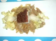 Schweinekrustenbraten | gezupfter Weißkohl | Apfelkompott mit Thymian | Apfelbier - Rezept