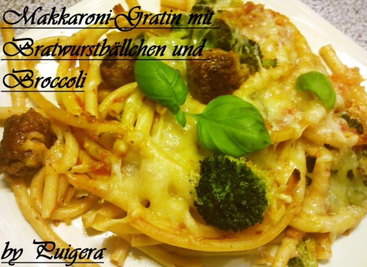 Makkaroni-Gratin mit Bratwurstbällchen und Broccoli - Rezept - Bild Nr. 2