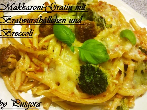 Makkaroni-Gratin mit Bratwurstbällchen und Broccoli - Rezept - Bild Nr. 2