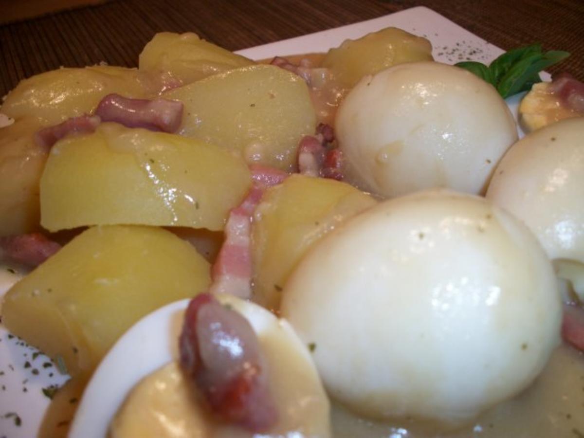 Senfeier mit Salzkartoffeln und Bohnensalat Norddeutsche Art Wie bei ...