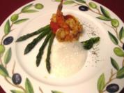 Vanillierte Gambas auf Tomaten-Ingwer-Chutney mit gebratenem grünen Spargel - Rezept