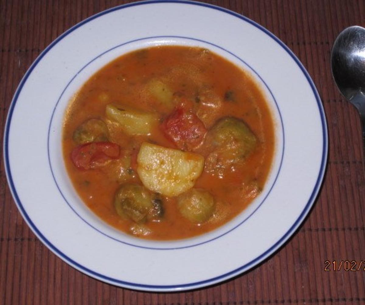 vegetarisch:Tomaten-Rosenkohl-Topf - Rezept