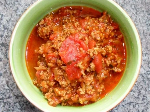 Pizza Bolognese; mit Zwiebeln - Rezept - Bild Nr. 3